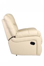 More4Homes Seattle Manual Recliner Armchair Home Lounge Bonded Leather Chair in Cream - thumbnail 5