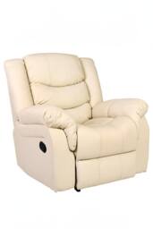 More4Homes Seattle Manual Recliner Armchair Home Lounge Bonded Leather Chair in Cream - thumbnail 2
