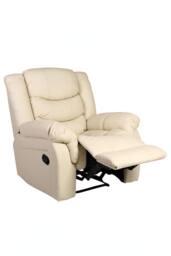 More4Homes Seattle Manual Recliner Armchair Home Lounge Bonded Leather Chair in Cream - thumbnail 3