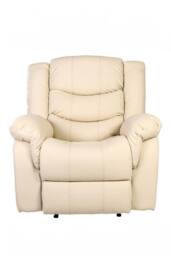 More4Homes Seattle Manual Recliner Armchair Home Lounge Bonded Leather Chair in Cream - thumbnail 6