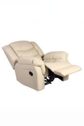 More4Homes Seattle Manual Recliner Armchair Home Lounge Bonded Leather Chair in Cream - thumbnail 4
