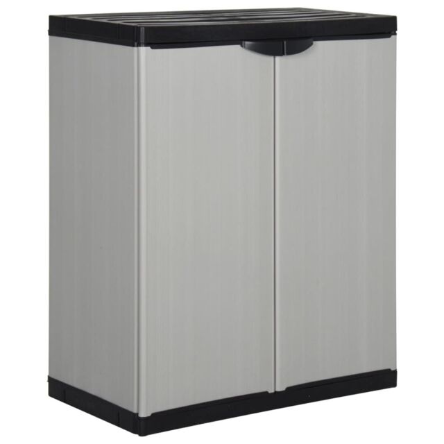 Berkfield Home Garden Storage Cabinet with 1 Shelf Grey & Black 68x40x85 cm - Size: 68 x 40 x 85 cm - image 1