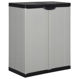Berkfield Home Garden Storage Cabinet with 1 Shelf Grey & Black 68x40x85 cm - Size: 68 x 40 x 85 cm