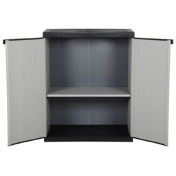 Berkfield Home Garden Storage Cabinet with 1 Shelf Grey & Black 68x40x85 cm - Size: 68 x 40 x 85 cm - thumbnail 3
