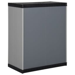 Berkfield Home Garden Storage Cabinet with 1 Shelf Grey & Black 68x40x85 cm - Size: 68 x 40 x 85 cm - thumbnail 5