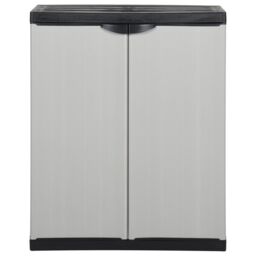 Berkfield Home Garden Storage Cabinet with 1 Shelf Grey & Black 68x40x85 cm - Size: 68 x 40 x 85 cm - thumbnail 2