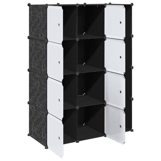 Berkfield Home Modular Cabinet 9 Compartments 37x115x150 cm Black & White - Size: 37 x 115 x 150 cm - image 1