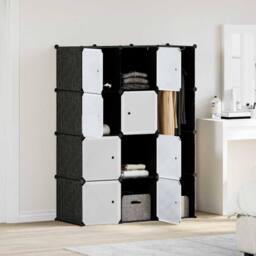 Berkfield Home Modular Cabinet 9 Compartments 37x115x150 cm Black & White - Size: 37 x 115 x 150 cm - thumbnail 2