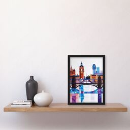 "Artery8 Glasgow Colourful Geometric Skyline Cityscape Framed Art Print - Size: W12"" x H16""" - thumbnail 4