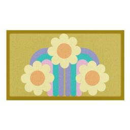 Artsy Mats Elizabeth Olwen Three Flowers Indoor/Outdoor Doormat (90x60cm) in Mustard - Size: 60 x 90 cm - thumbnail 2