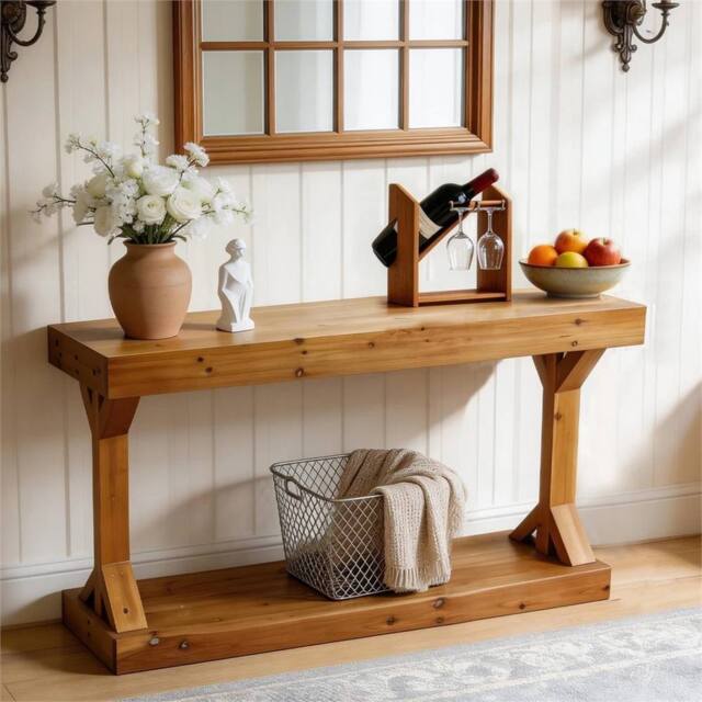 Nordara Rustic Brown 120cm Solid Wood Console Table Entryway Foyer Sofa - image 1