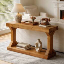 Nordara Rustic Brown 120cm Solid Wood Console Table Entryway Foyer Sofa - thumbnail 6