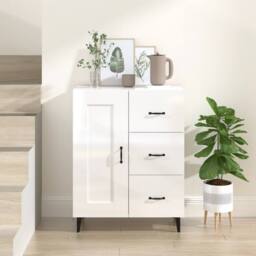 Berkfield Home Sideboard High Gloss White 69.5x34x90 cm Engineered Wood - thumbnail 2