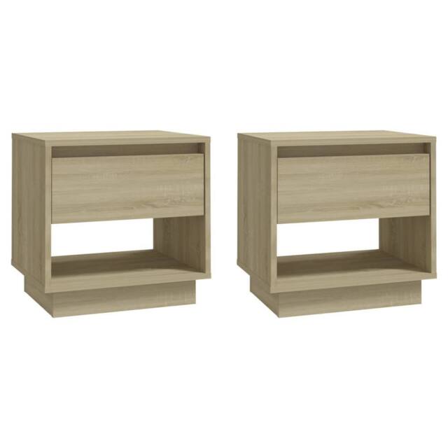 Berkfield Home Bedside Cabinets 2 pcs Sonoma Oak 45x34x44 cm Engineered Wood in Beige - Size: 45 x 34 x 44 cm - image 1