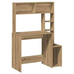 Berkfield Home Desk with Shelves Artisan Oak 100x45x140 cm Engineered Wood in Brown - Size: 100 x 45 x 140 cm - thumbnail 1