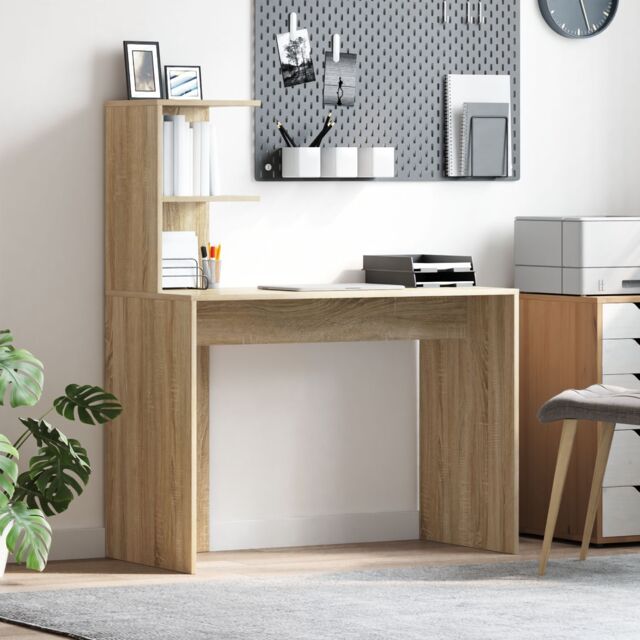 Berkfield Home Sonoma Oak Writing Desk Sonoma oak Particle board Standard in Brown - image 1