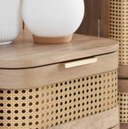 Birlea Rattan Bedside Cabinet 1 Drawer Sark Nightstand Side Table in Beige - thumbnail 4