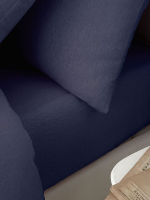 Catherine Lansfield 'Brushed Cotton' Fitted Sheet in Navy - Size: Single Fitted - image 1