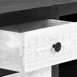 Berkfield Home Hand Carved TV Cabinet Grey&White 120x30x40 cm Solid Wood Mango in Grey - Size: 120 x 30 x 40 cm - thumbnail 8