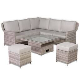 Furnishings For Less UK Grey Rattan Garden Corner Sofa Set with Rising Table & Cushions - thumbnail 4