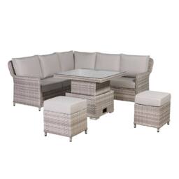 Furnishings For Less UK Grey Rattan Garden Corner Sofa Set with Rising Table & Cushions - thumbnail 2