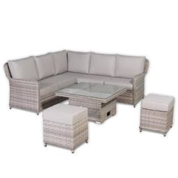 Furnishings For Less UK Grey Rattan Garden Corner Sofa Set with Rising Table & Cushions - thumbnail 5
