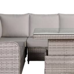Furnishings For Less UK Grey Rattan Garden Corner Sofa Set with Rising Table & Cushions - thumbnail 3