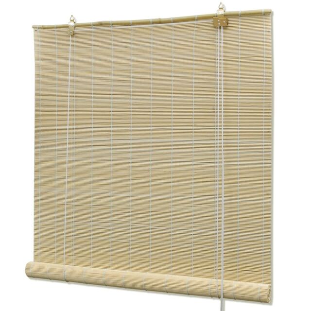 Berkfield Home Natural Bamboo Roller Blinds 120 x 220 cm in Beige - image 1