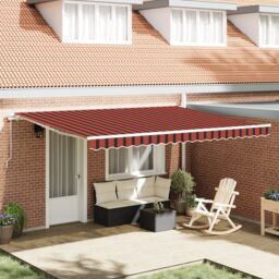 Berkfield Home Manual Retractable Awning Orange & Brown 450x350 cm