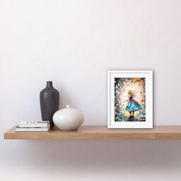 "Artery8 Wall Art Print Alice in Wonderland Clocks Down the Rabbit Hole Artwork Framed 9X7 Inch in White - Size: W7"" x H9""" - thumbnail 2