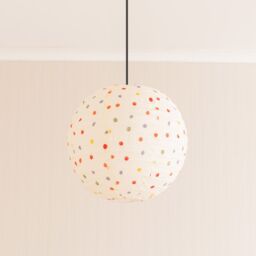 ValueLights Annie Polka Dot Natural Fabric Globe Ball Ceiling Lamp Shade with LED Bulb - thumbnail 3