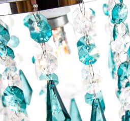 Happy Homewares Modern Waterfall Design Pendant Shade with Acrylic Droplets & Beads in Teal - thumbnail 3