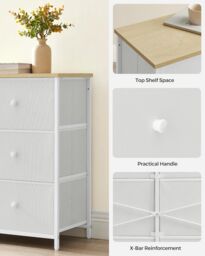 SONGMICS Medium Chest of Drawers with 6 Fabric Drawers Metal Frame in White - thumbnail 6