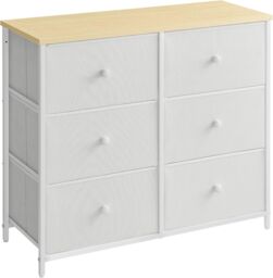 SONGMICS Medium Chest of Drawers with 6 Fabric Drawers Metal Frame in White - thumbnail 8