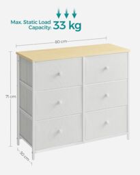 SONGMICS Medium Chest of Drawers with 6 Fabric Drawers Metal Frame in White - thumbnail 2