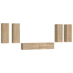 Berkfield Home 6 Piece TV Cabinet Set Sonoma Oak Engineered Wood in Brown - thumbnail 2