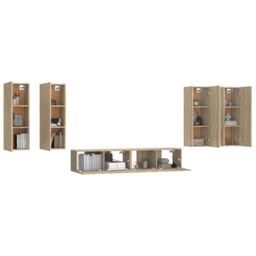 Berkfield Home 6 Piece TV Cabinet Set Sonoma Oak Engineered Wood in Brown - thumbnail 4