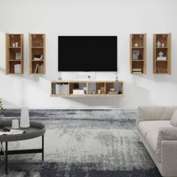 Berkfield Home 6 Piece TV Cabinet Set Sonoma Oak Engineered Wood in Brown - thumbnail 3