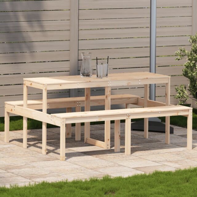 Berkfield Home Picnic Table 160x134x75 cm Solid Wood Pine in Brown - Size: 160 x 134 x 75 cm - image 1