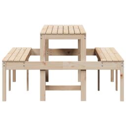 Berkfield Home Picnic Table 160x134x75 cm Solid Wood Pine in Brown - Size: 160 x 134 x 75 cm - thumbnail 5
