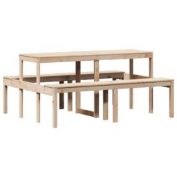 Berkfield Home Picnic Table 160x134x75 cm Solid Wood Pine in Brown - Size: 160 x 134 x 75 cm - thumbnail 2