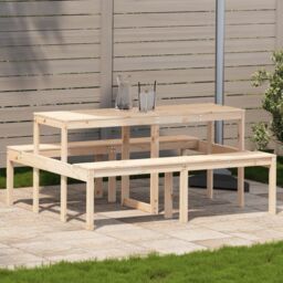 Berkfield Home Picnic Table 160x134x75 cm Solid Wood Pine in Brown - Size: 160 x 134 x 75 cm