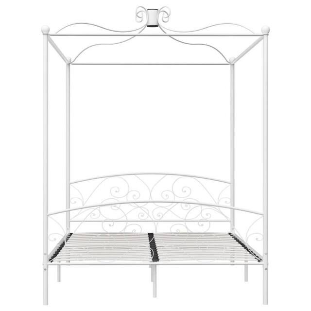 Berkfield Home Elegant Canopy Bed Frame White Metal 180x200 cm Super King - image 1