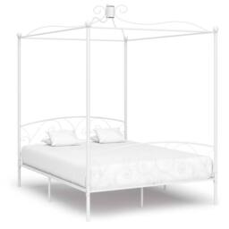 Berkfield Home Elegant Canopy Bed Frame White Metal 180x200 cm Super King - thumbnail 2