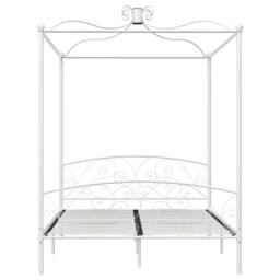 Berkfield Home Elegant Canopy Bed Frame White Metal 180x200 cm Super King - thumbnail 1