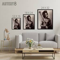 "Artery8 Burton Brothers Photograph of a Fijian Warrior Framed Canvas Art Print in Brown - Size: W12"" x H16""" - thumbnail 4