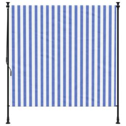 Berkfield Home Outdoor Roller Blind Blue & White 150x270 cm Fabric&Steel - thumbnail 3