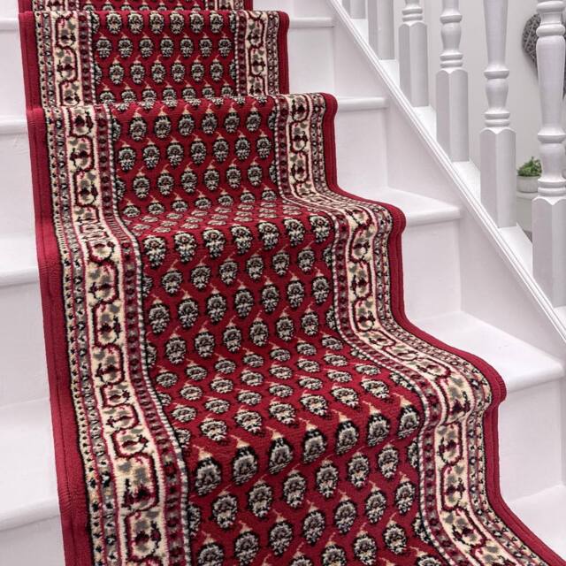 runrug Stair Runner Carpet for Staircases - Soft & Comfy, 9mm - 'Peacock' in Red - Size: 60 cm x 600 cm - image 1