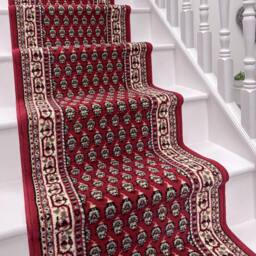 runrug Stair Runner Carpet for Staircases - Soft & Comfy, 9mm - 'Peacock' in Red - Size: 60 cm x 600 cm - thumbnail 1