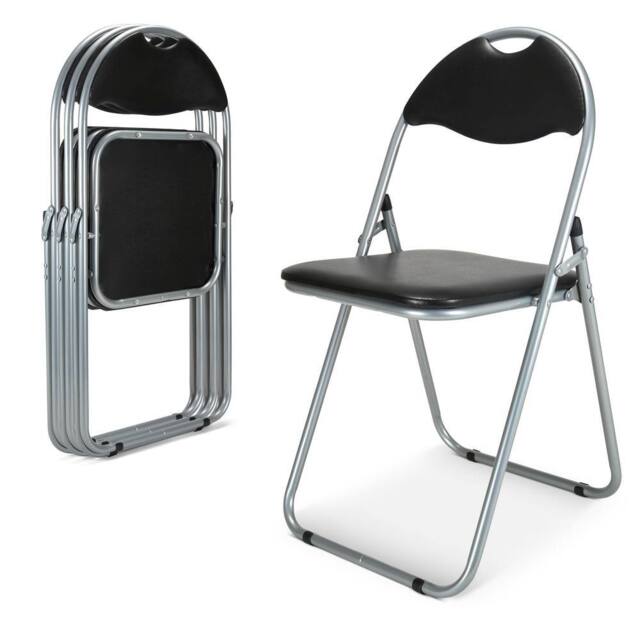 Bravich LTD Candy Faux Leather Folding Chair Padded Foldable Dining Chair in Black - Size: 6 Pack - image 1